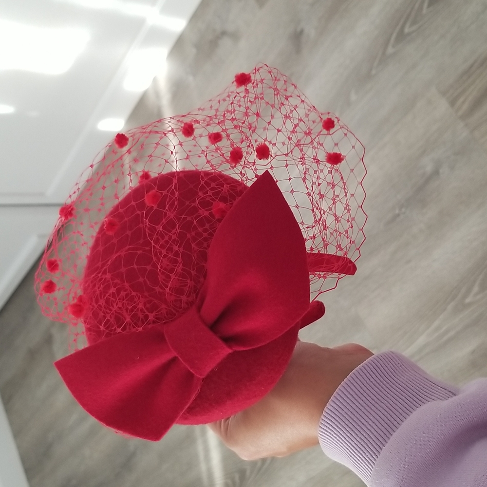 Scala Red Wool Felt Fascinator